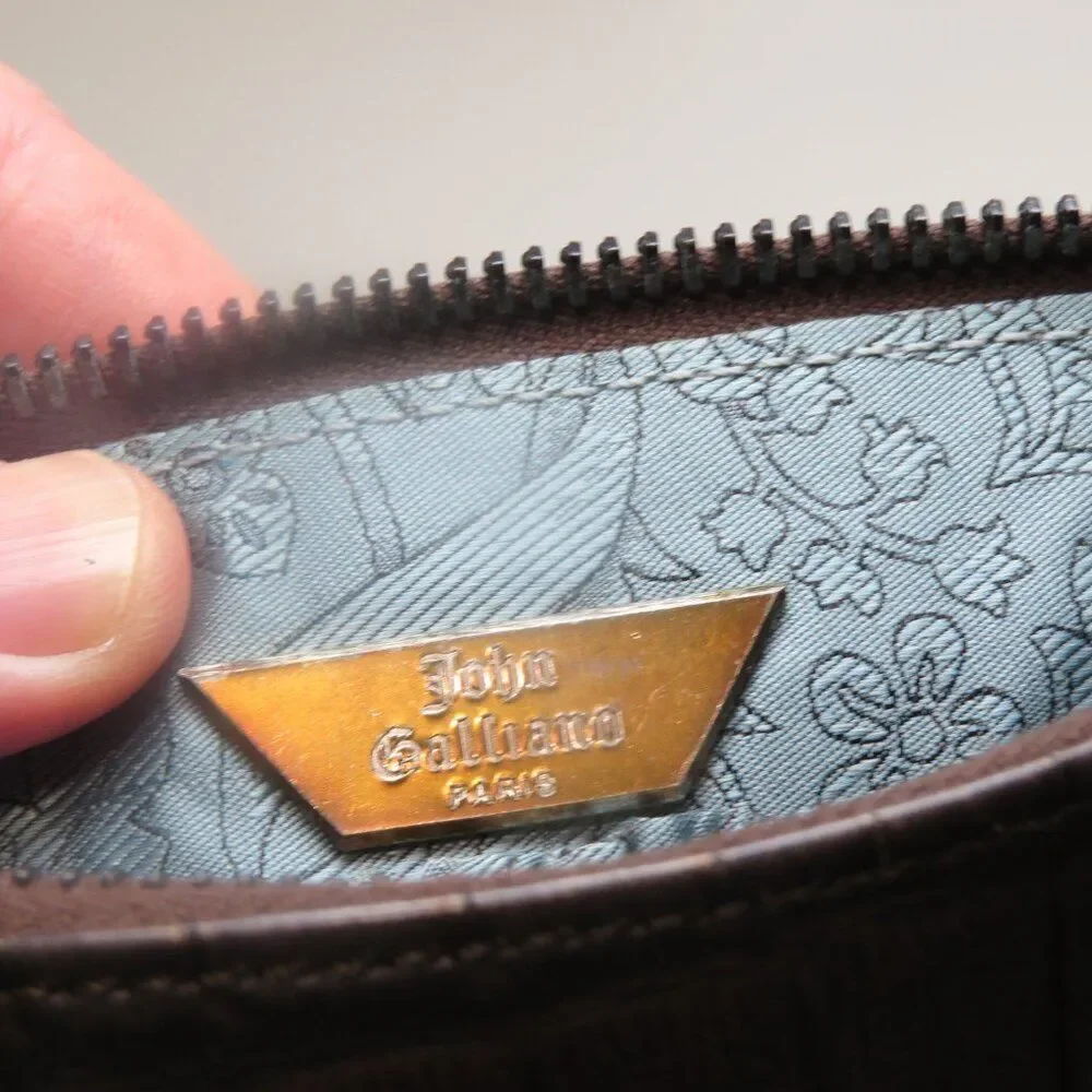 John Galliano Croc Embossed Leather Handbag